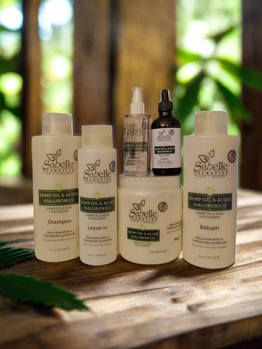 Hair Care Kit with 6 products with Hemp oil and Hyaluronic Acid by Sabelle Cosmetics