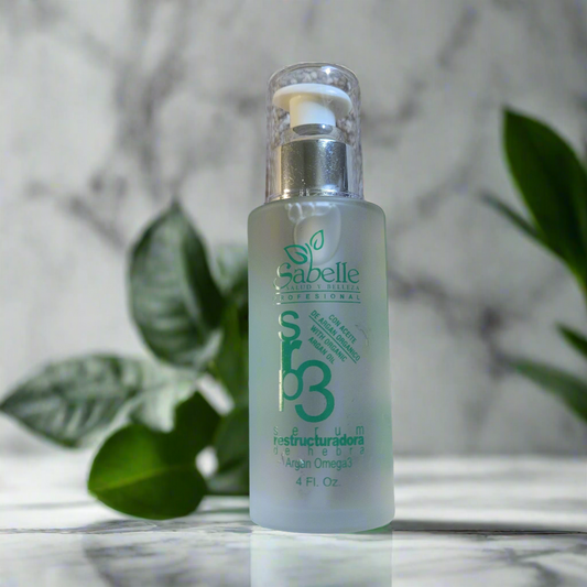 Skincare bottle with green leaves in the background