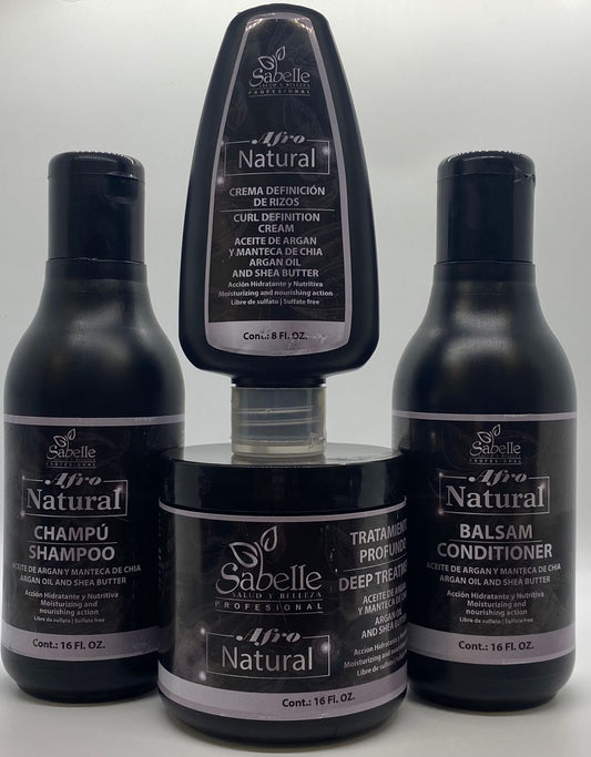 Afro Natural Line 16 Fl oz (4x Shampoo, Treatment, Balsam, Curl Definition)